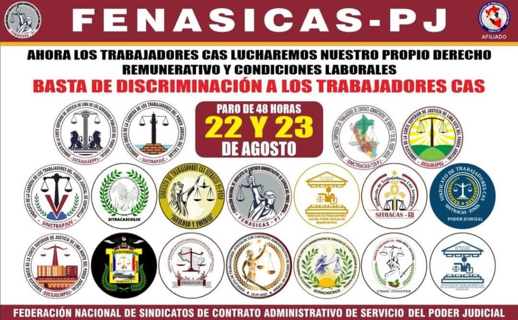 TRABAJADORES DEL PODER JUDICIAL REALIZAN PARO DE 48 HORAS A NIVEL NACIONAL PARA EXIGIR AUMENTO DE SUELDOS